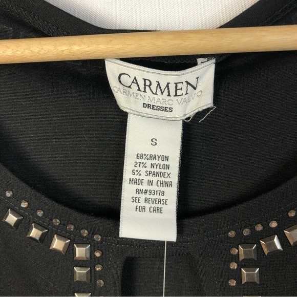 Carmen Marc Valvo Black Gold Studded Sleeveless Sheath Dress S - Picture 4 of 4